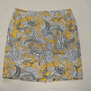 J. Crew Yellow and Gray Patterned Women's Skirt